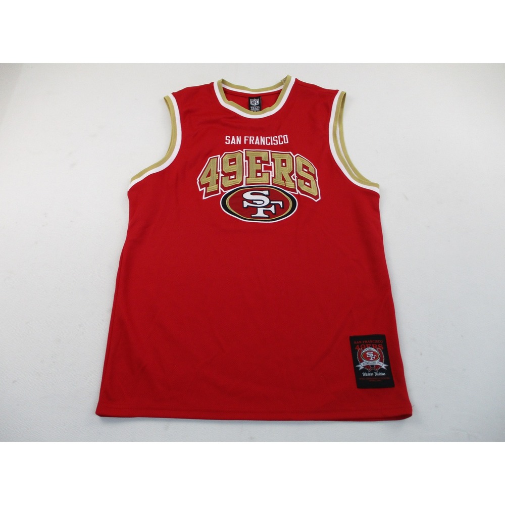 NFL Team Apparel Jersey Men M Red San Francisco 49ers Embroidered Mesh Tank Top